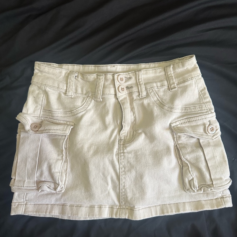 Stylish Cream Cargo Mini Skirt